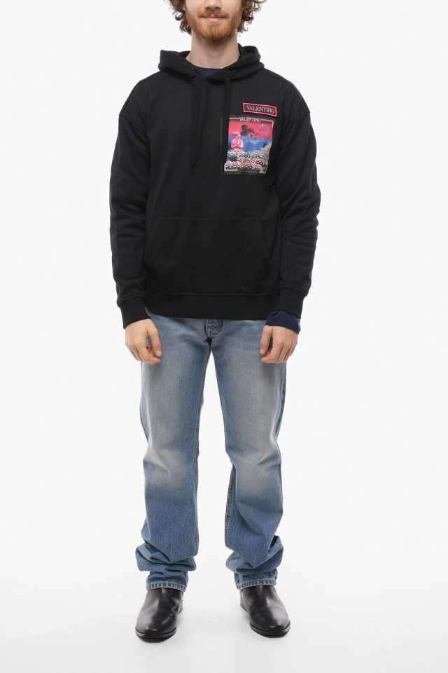 VALENTINO バレンチノ トレーナー XV3MF21M862 0NO メンズ BRUSHED COTTON HOODIE WITH PATCH  【関税・送料無料】【ラッピング無料】 dk｜au PAY マーケット