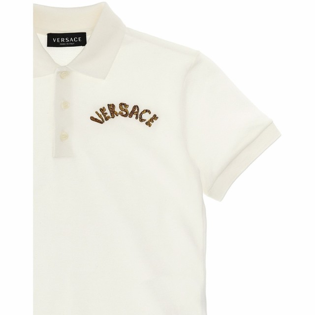 VERSACE ヴェルサーチェ White La Vacanza embroidered logo capsule polo shirt シャツ  ボーイズ 秋冬2023 10001261A081132W110 【関税｜au PAY マーケット