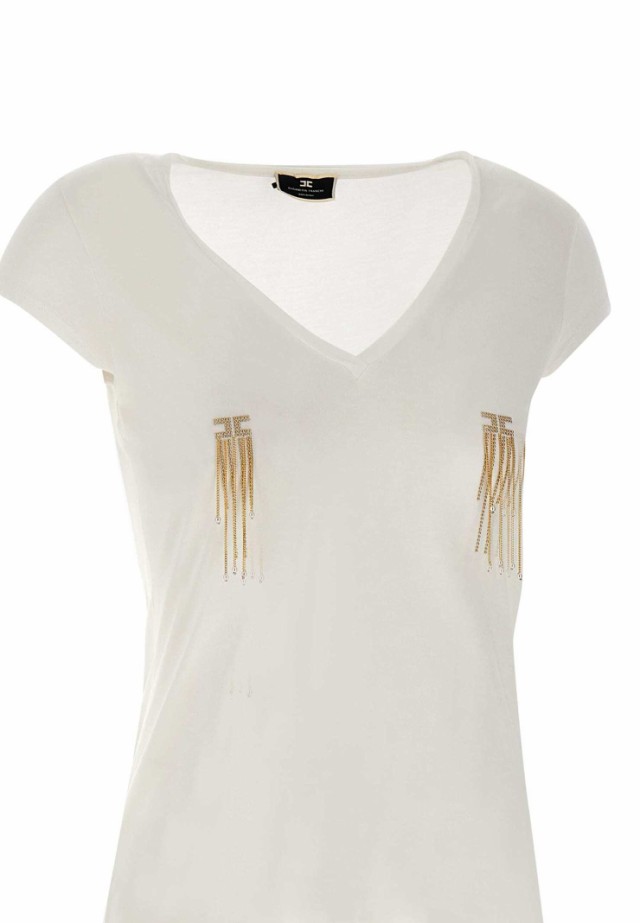 ELISABETTA FRANCHI エリザベッタ フランキ ホワイト WHITE Tシャツ レディース 秋冬2023 MA02336E2 270  【関税・送料無料】【ラッピング｜au PAY マーケット