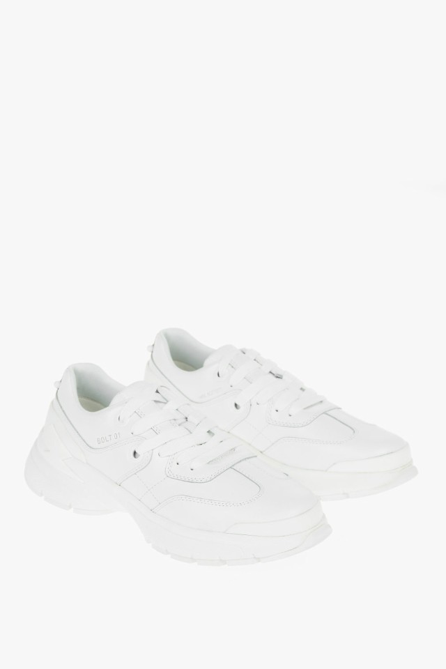 NEIL BARRETT ニール バレット White スニーカー BCT316 L9004 03 メンズ LEATHER BOLT01  LOW-TOP SNEAKERS WITH PIERCING DETAIL 【関税｜au PAY マーケット