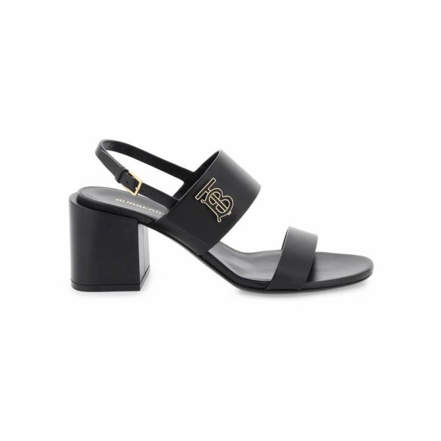 BURBERRY バーバリー Nero Burberry leather sandals with monogram