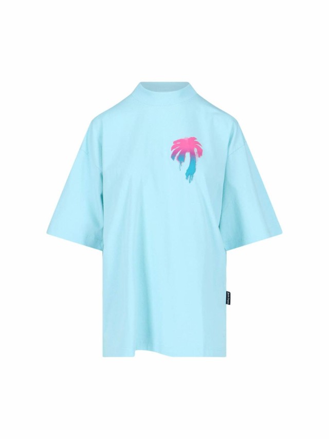 PALM ANGELS パーム エンジェルス ブルー Light blue Tシャツ レディース 春夏2023 PWAA017S23JER001  4084 【関税・送料無料】【ラッピン｜au PAY マーケット