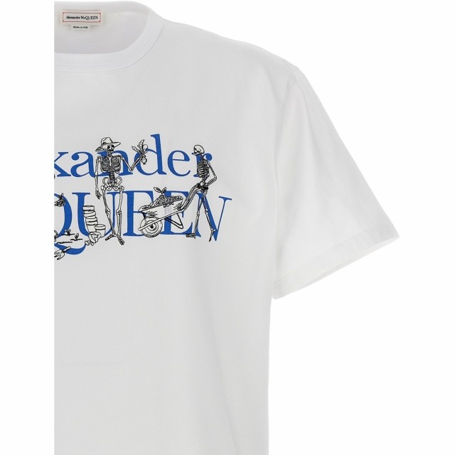 ALEXANDER MCQUEEN アレキサンダー マックイーン White Logo embroidered T-shirt Tシャツ メンズ  秋冬2023 750657QVZ080900 【関税・送｜au PAY マーケット