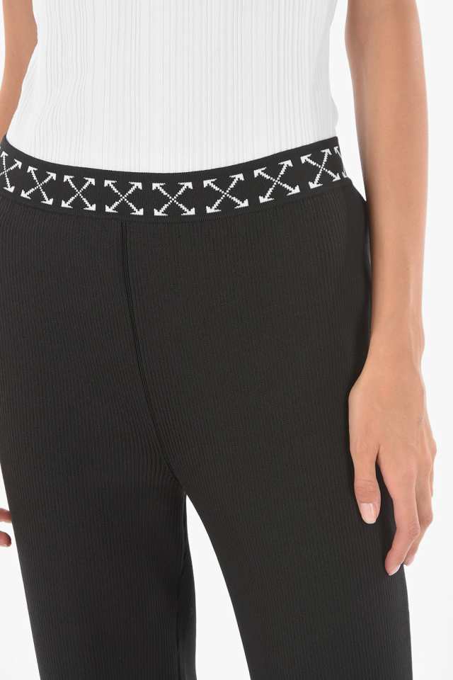 OFF WHITE オフホワイト Black パンツ OWHG006F21KNI001 1001 レディース RIBBED BOLD LEGGINGS  WITH LOGOED BAND AT THE WAIST 【関税・の通販はau PAY マーケット BRANDSHOP・クラージュ