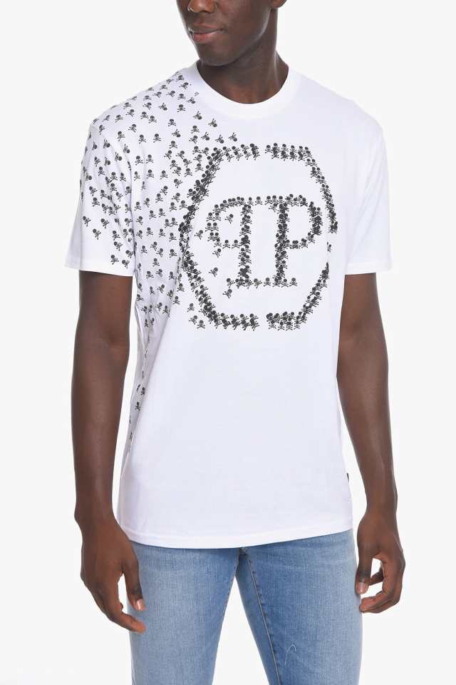 PHILIPP PLEIN フィリップ プレイン White トップス MTK6190 PJY002N メンズ CREW NECK  SKULL＆BONES COTTON T-SHIRT 【関税・送料無料】｜au PAY マーケット