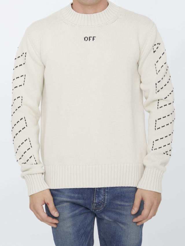 OFF WHITE オフホワイト ベージュ BEIGE ニットウェア メンズ 秋冬2023 OMHE172F23KNI0016110  【関税・送料無料】【ラッピング無料】 ia｜au PAY マーケット