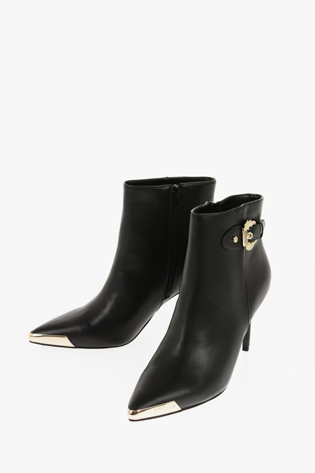 VERSACE ヴェルサーチ Black ブーツ 75VA3S57 71570 899 レディース JEANS COUTURE FAUX  LEATHER SCARLETT BOOTIES WITH SIDE ZIP AN 【｜au PAY マーケット