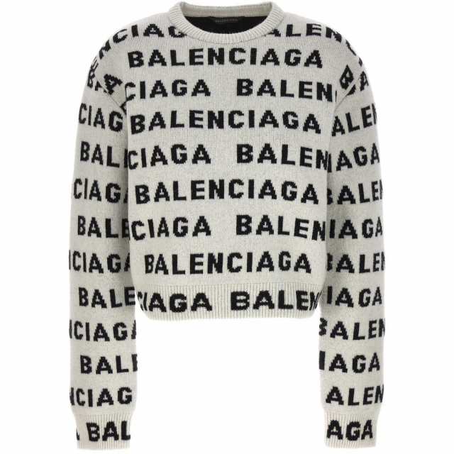 BALENCIAGA バレンシアガ White/Black All over logo sweater ニットウェア レディース 秋冬2023  761591T16733377 【関税・送料無料】【｜au PAY マーケット