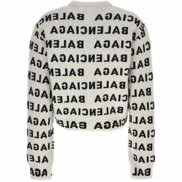 BALENCIAGA バレンシアガ White/Black All over logo sweater ニットウェア レディース 秋冬2023  761591T16733377 【関税・送料無料】【｜au PAY マーケット