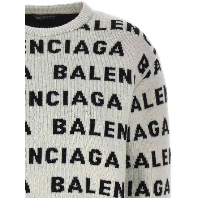 BALENCIAGA バレンシアガ White/Black All over logo sweater ニットウェア レディース 秋冬2023  761591T16733377 【関税・送料無料】【｜au PAY マーケット