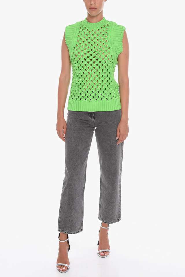 STELLA MCCARTNEY ステラ マッカートニー Green ニットウェア 6K0085 3S2326 3801 レディース  SLEEVELESS SWEATHER WITH OPENWORK PATTER｜au PAY マーケット