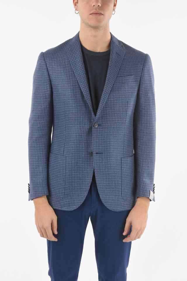 CORNELIANI コルネリアーニ ジャケット 85X294 0116952 001 メンズ HOUNDSTOOTH SIDE VENTS  NOTCH LAPEL ACADEMY SOFT 2-BUTTON BLA 【関｜au PAY マーケット