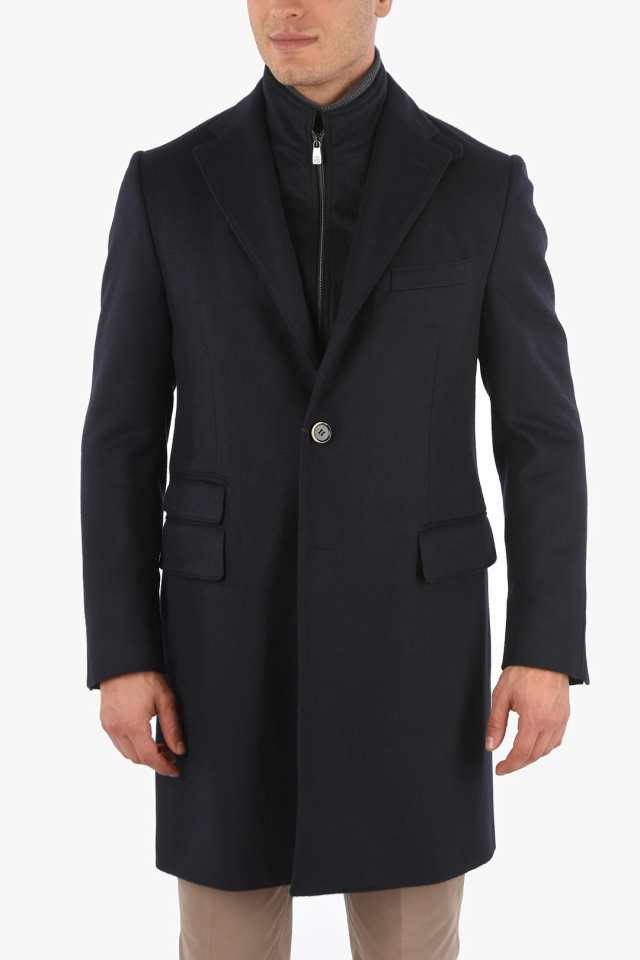 CORNELIANI コルネリアーニ コート 781581 6813179 001 メンズ ID NOTCH LAPEL COAT WITH ZIP  AND BUTTONS DOUBLE CLOSURE 【関税・送料｜au PAY マーケット