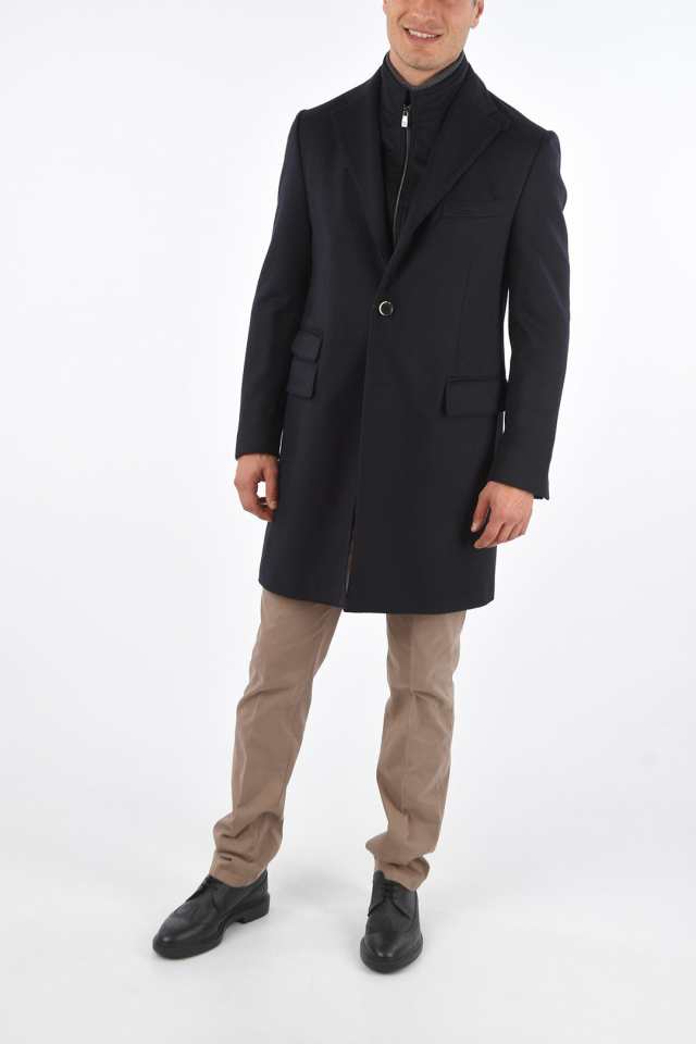 CORNELIANI コルネリアーニ コート 781581 6813179 001 メンズ ID NOTCH LAPEL COAT WITH ZIP  AND BUTTONS DOUBLE CLOSURE 【関税・送料｜au PAY マーケット