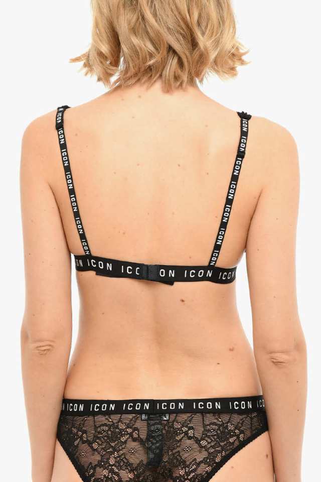 DSQUARED2 ディースクエアード Black アンダーウェア D8R083840 0 010 レディース LACE TRIANGLE BRA  WITH LOGOED ELASTIC 【関税・送料｜au PAY マーケット