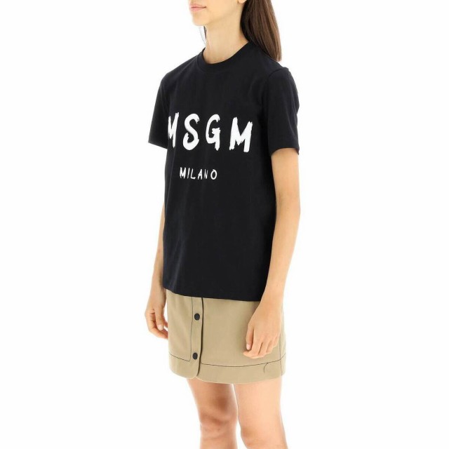 MSGM エムエスジーエム ブラック Nero Msgm t-shirt with brushed logo