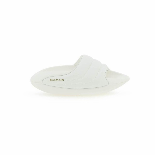 BALMAIN バルマン Bianco Balmain b-it quilted leather slides