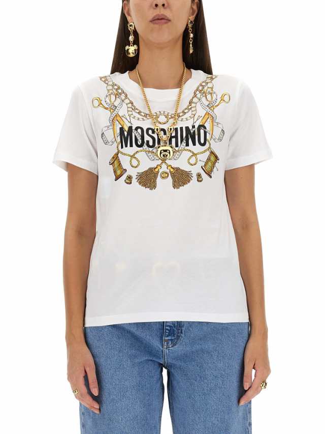 MOSCHINO モスキーノ ホワイト Bianco Tシャツ レディース 秋冬2023