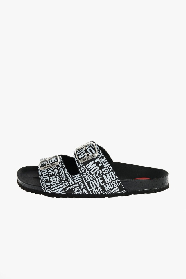 MOSCHINO モスキーノ フラットシューズ JA28073G1CIJ000A レディース LOVE LEATHER PRINTED SANDAL  【関税・送料無料】【ラッピング無料｜au PAY マーケット