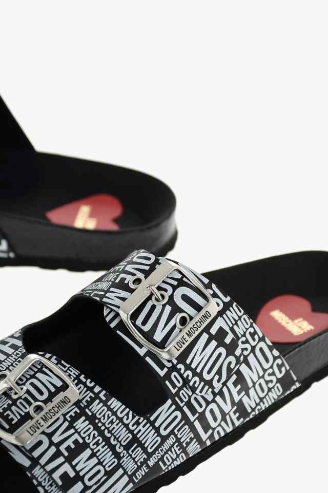 MOSCHINO モスキーノ フラットシューズ JA28073G1CIJ000A レディース LOVE LEATHER PRINTED SANDAL  【関税・送料無料】【ラッピング無料｜au PAY マーケット