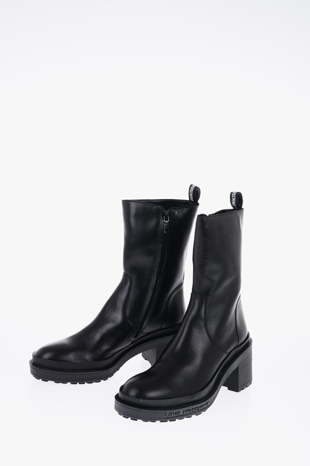 MOSCHINO モスキーノ ブーツ JA24467G0FIA0000 レディース LOVE LEATHER BOOTS WITH ZIP  CLOSURE 9CM 【関税・送料無料】【ラッピング無｜au PAY マーケット