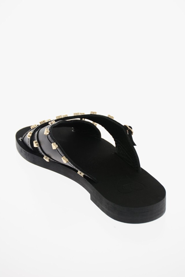 MOSCHINO モスキーノ フラットシューズ JA28452G0GIA0000 レディース LOVE LEATHER SANDALS WITH  HEART-SHAPED STUDS 【関税・送料無料】｜au PAY マーケット