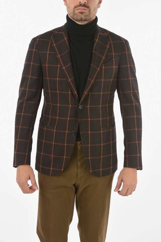 CORNELIANI コルネリアーニ Brown ジャケット 886222-1816227-030 メンズ LINED ACADEMY  WINDOWPANE CHECK BLAZER 【関税・送料無料】【｜au PAY マーケット