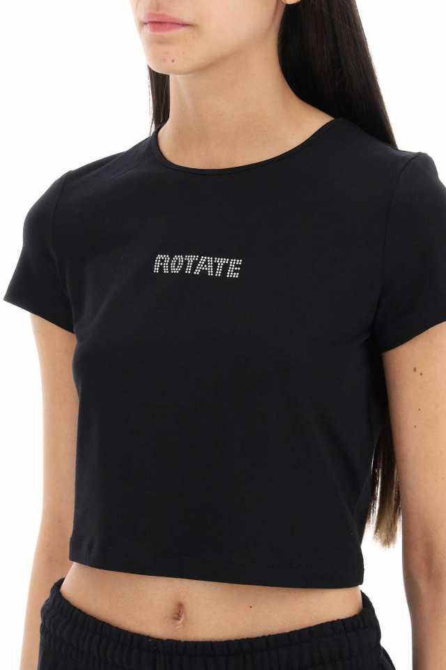 ROTATE BIRGER CHRISTENSEN ローテート ブラック BLACK Tシャツ レディース 秋冬2023 111215100  CROPPED LO BLACK 【関税・送料無料】【｜au PAY マーケット