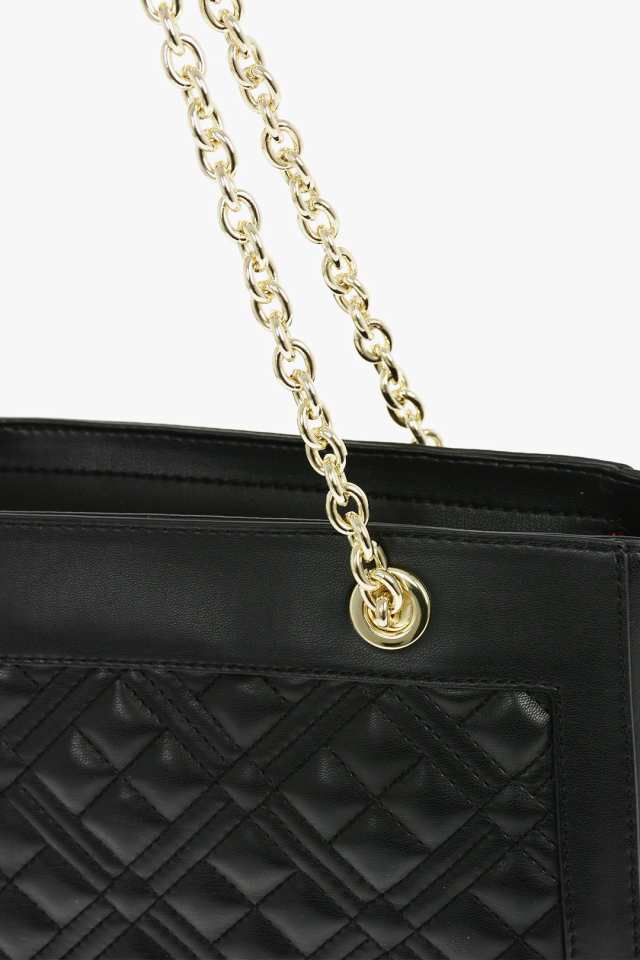 MOSCHINO モスキーノ Black バッグ JC4006PP1ELA0000 レディース LOVE QUILTED FAUX LEATHER  TOTE BAG WITH MAXI MONOGRAM 【関税・送料｜au PAY マーケット