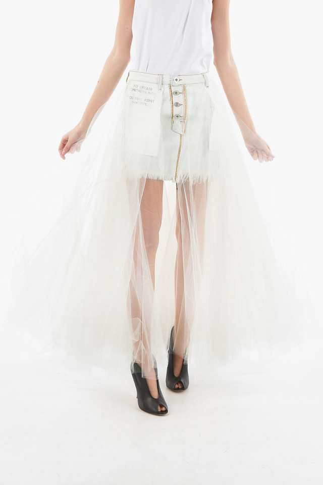 UNRAVEL PROJECT アンレーベル プロジェクト スカート UWYF013R19084009/E 0101 レディース BEN  TAVERNITI FRINGED DENIM MINISKIRT WITH｜au PAY マーケット