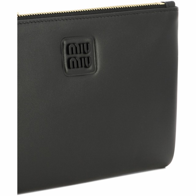 MIU MIU ミュウ ミュウ ブラック Black Leather clutch クラッチバッグ レディース 秋冬2023  5NH0142F8WF0002 【関税・送料無料】【ラッ｜au PAY マーケット