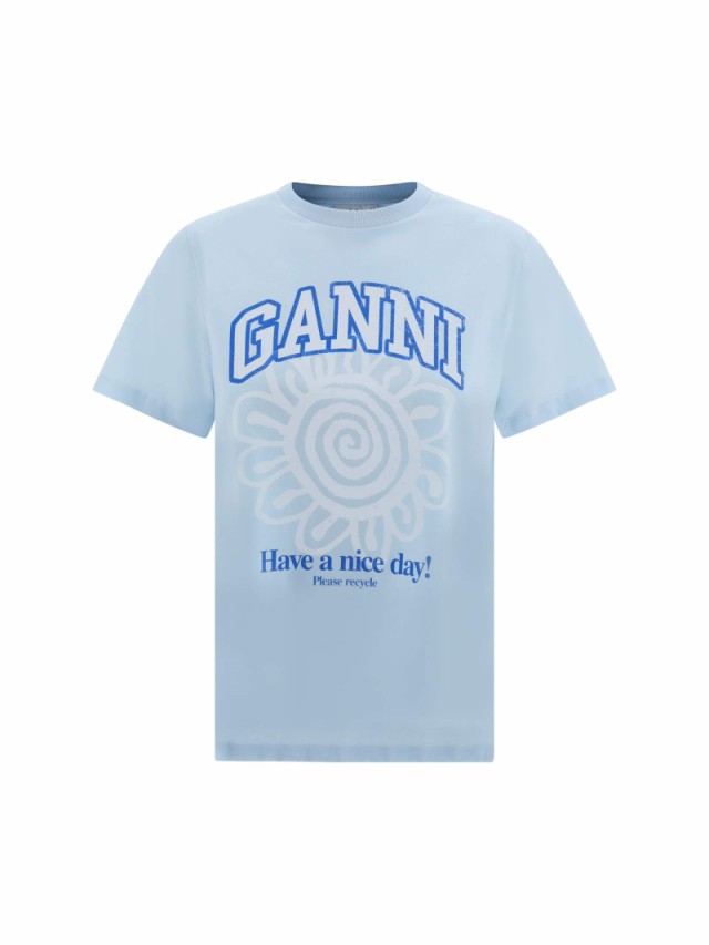 GANNI ガニー ブルー LIGHT BLUE Tシャツ レディース 秋冬2023 T3533