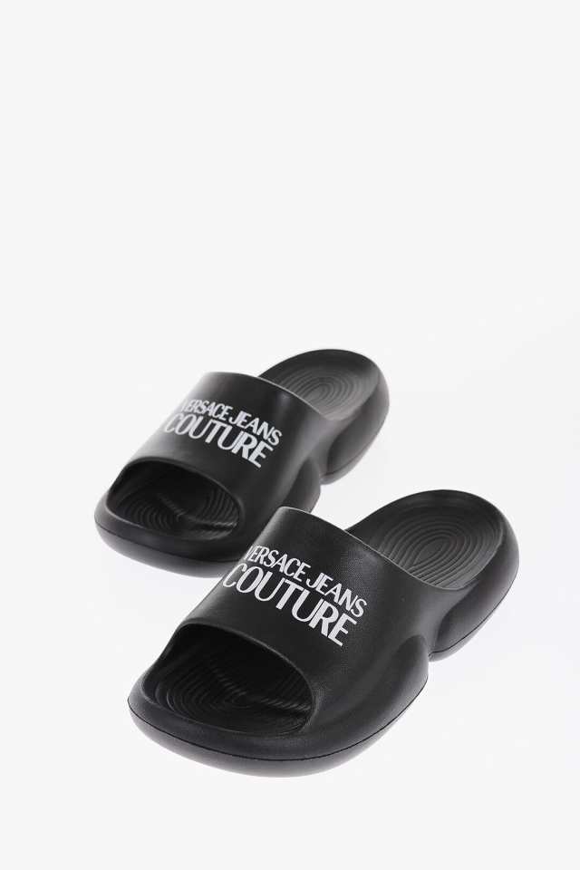 VERSACE ヴェルサーチ サンダル 74YA3S8A ZS632 899 メンズ JEANS COUTURE RUBBER TAGO  SLIDERS WITH LOGO 【関税・送料無料】【ラッピン｜au PAY マーケット