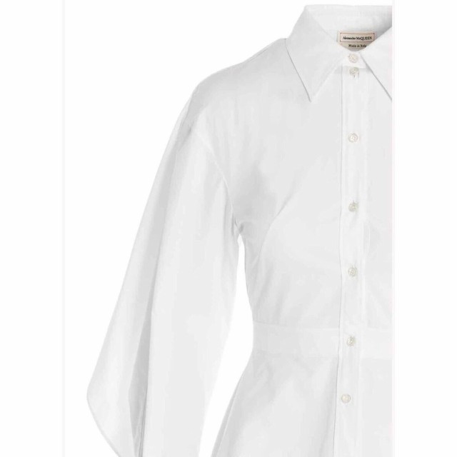 ALEXANDER MCQUEEN アレキサンダー マックイーン White Peplum cut-out shirt シャツ レディース  秋冬2022 703528QAAAY9000 【関税・送料｜au PAY マーケット