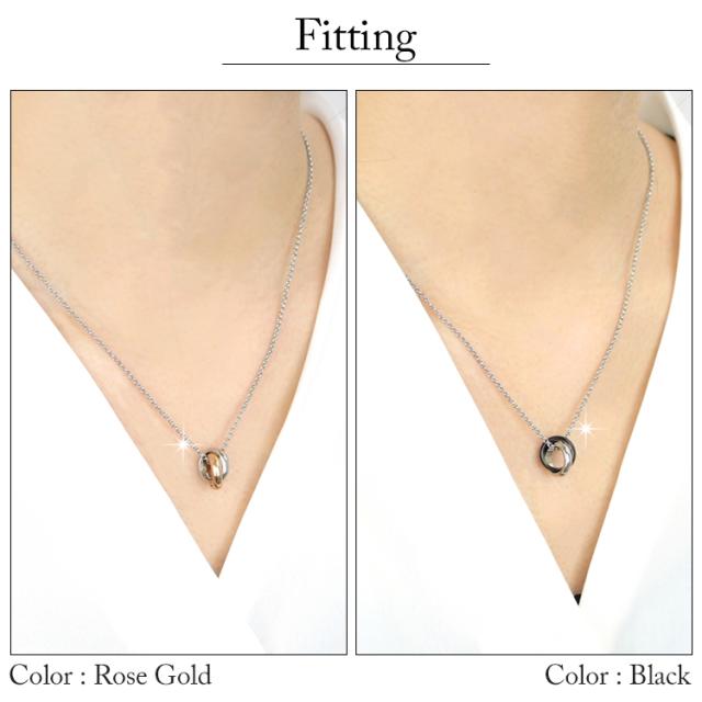 ペアネックレス2本セット ステンレスネックレス vie クロスジュエルリングペンダント ネックレスチェーン付_4