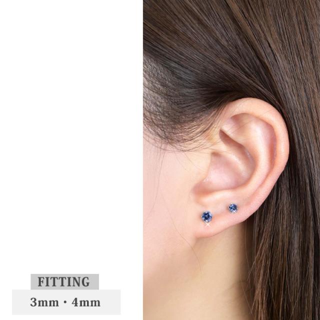 ステンレスピアス 12月誕生石 4mm タンザナイトピアス 両耳用 ピアス 