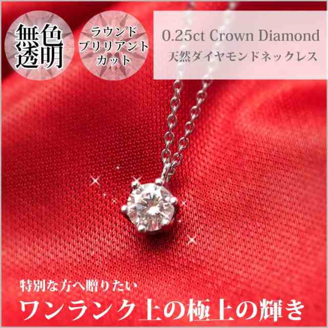 ネックレス 天然ダイヤモンド金属アレルギー対応 0.25ct クラウン