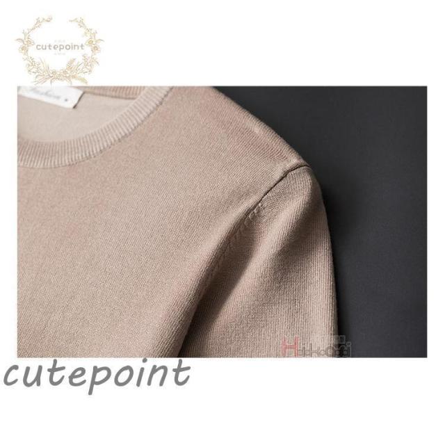 サマーニット メンズ 半袖ニット ニットTシャツ 半袖 無地 サマーセーター クルーネック ビジネス 父の日 春夏 ゴルフウェア_6