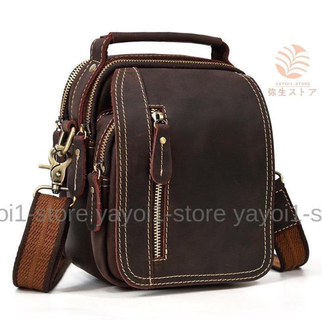 本革 ショルダーバッグ メンズ 牛革 ウエストバッグ 3WAY 斜めがけバッグ ブラウン レトロ プレゼント カジュアル鞄