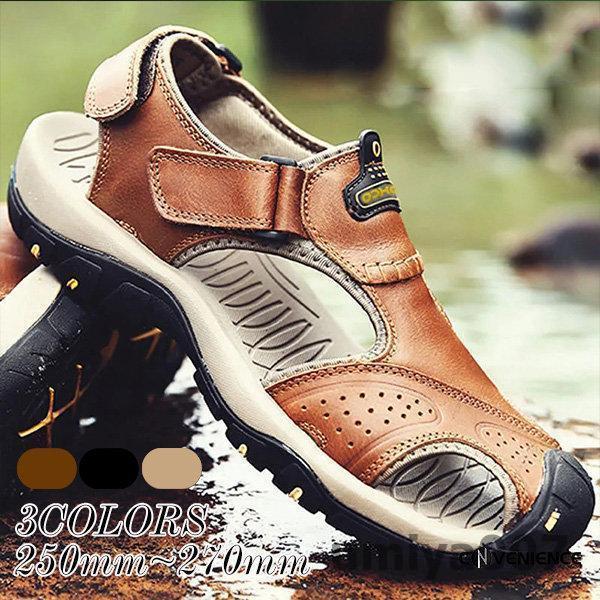 本革 サンダル メンズ コンフォートサンダル アウトドア 軽量 厚底 幅広 抗菌 消臭 スポーツサンダル ビーサン プレゼント ギフト 夏 父の日