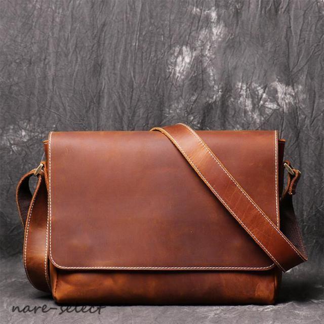 本革メッセンジャーバッグショルダーバッグメンズ 斜めがけ 2way 耐久 ビジネスバッグ通勤バッグ カジュアル アウトドア カバン牛革通勤通学