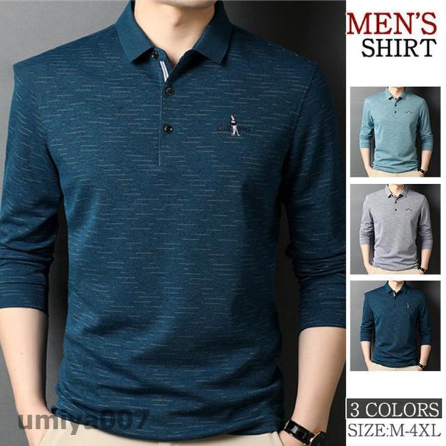 ゴルフウェア メンズ ポロシャツ 長袖 シャツ 刺繍 POLO 紳士服 スポーツ ビジネス 大きいサイズ トップス 高級感 プレゼント カジュアル