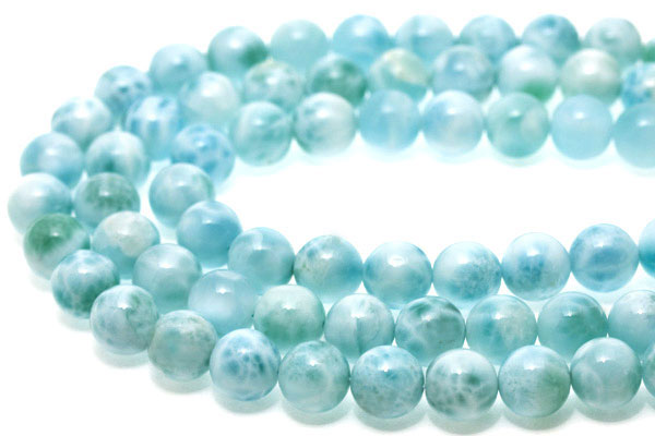 【丸ビーズ】ラリマー (4A) 10mm (半連 ブレスレット約1本分) パワーストーン