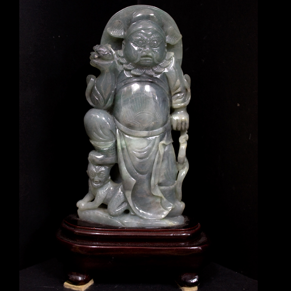 ☆高級一点物☆【天然石 彫刻置物】本翡翠 (台付き) No.65 ※ネコポス