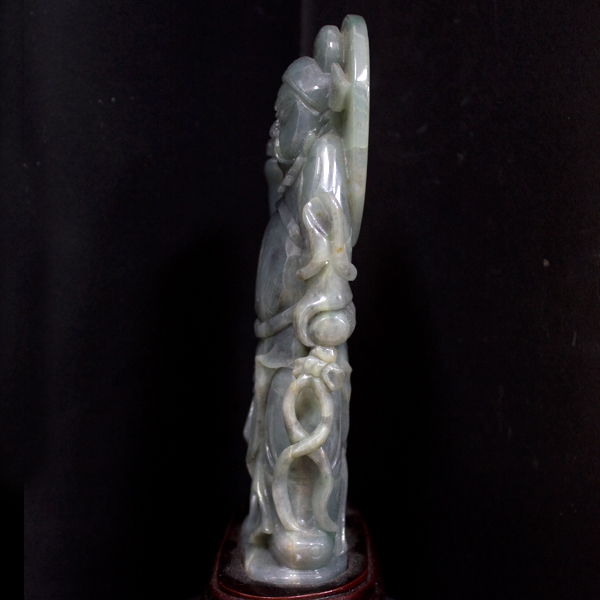 ☆高級一点物☆【天然石 彫刻置物】本翡翠 (台付き) No.65 ※ネコポス