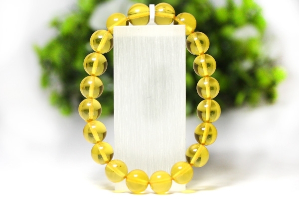 ☆高品質☆【天然石 ブレスレット】天然アンバー (ブルー) (ポーランド産) (約9.5〜10mm) パワーストーン 母の日 ギフト