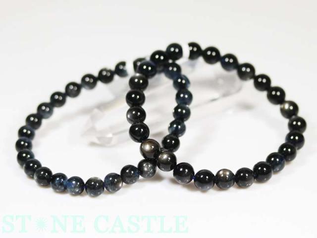 ☆高品質☆【天然石 ブレスレット】ブラックスターアクアマリン (3A) (約6〜6.5mm)