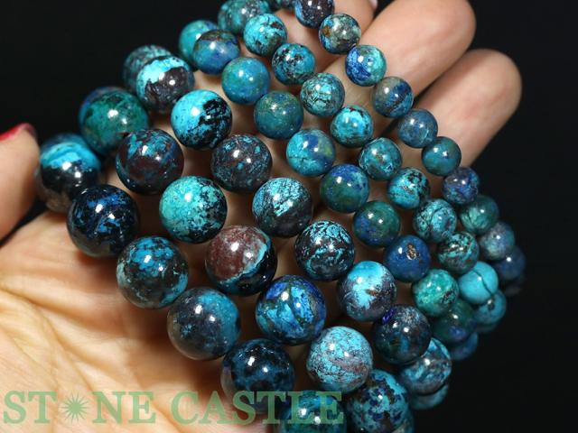 クリソコラシリカ　約10.5 ☆高品質☆天然石 ブレスレットクリソコラ (2A) (アメリカ産) (約