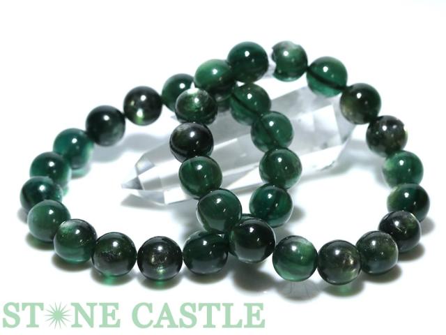 ☆高品質☆【天然石 ブレスレット】キャッツアイロイヤルグリーンレピドライト (約11.5〜12mm)