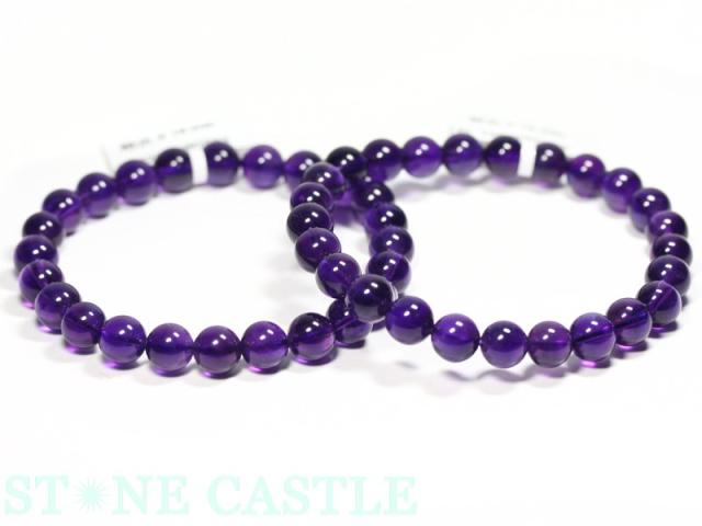 ☆高品質☆【天然石 ブレスレット】ウルグアイアメジスト (3A) (約7.5〜8mm) パワーストーン 母の日 ギフト